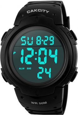 Mens Digital Sports Watch LED Screen Large Face, easiest to read