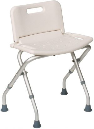 EasyComforts Folding Bath Seat with Back Support, Portable Bench for shower