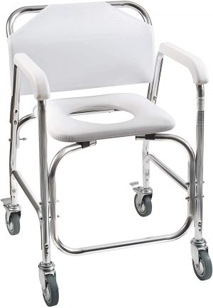 DMI Rolling Shower and Commode Transport Chair with Wheels