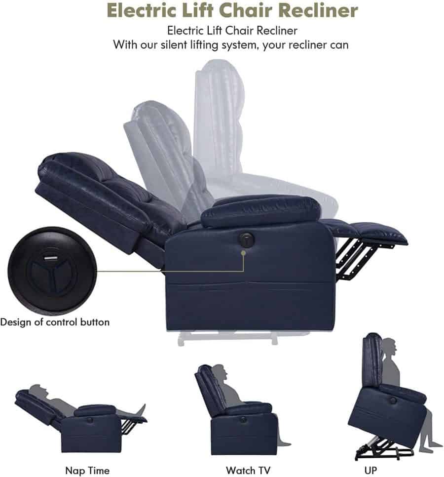 oneinmil Electric Power Lift Recliner Chair positions