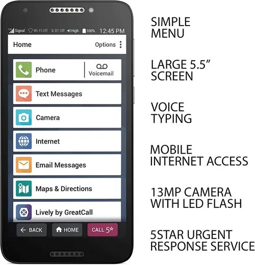 Jitterbug Smart2 No-Contract Easy-to-use Smartphone for Seniors