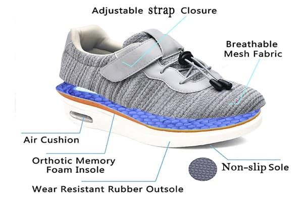JBTNBX Women's Diabetic Shoes side view showing features